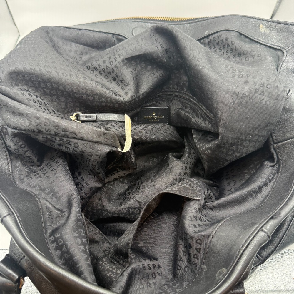 Large Vintage Y2K Kate Spade New York Black Leather‎ Satchel Shoulder Bag~ 16" - Picture 16 of 16